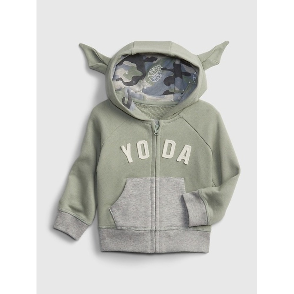Baby Gap Star Wars Yoda Hoodie Green Zip Up Sweatshirt 3-6 Months Too Cute I Am